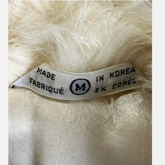 VTG Wilsons Mobwife Cropped Bleached Rabbit Fur Full Zip White Bomber Jacket M - Picture 8 of 9
